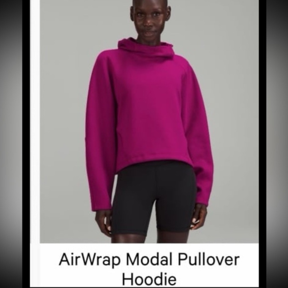 Lululemon AirWrap Modal Hoodie Women’s Size 12 Magenta Purple Cropped Pullover